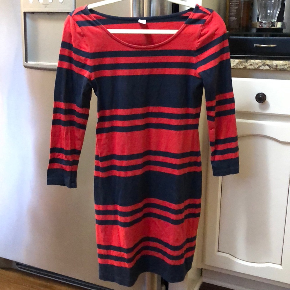 Blue and red striped dress